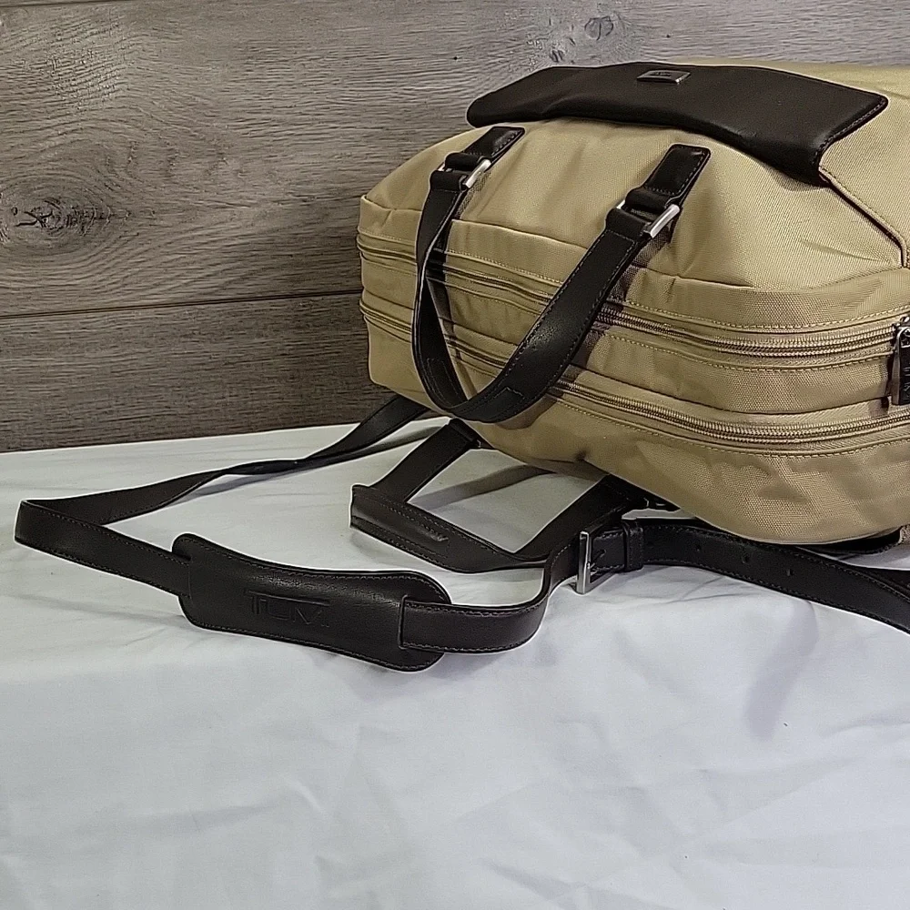 Womens Tumi Tan/Brown Nylon Leather Business Laptop Bag